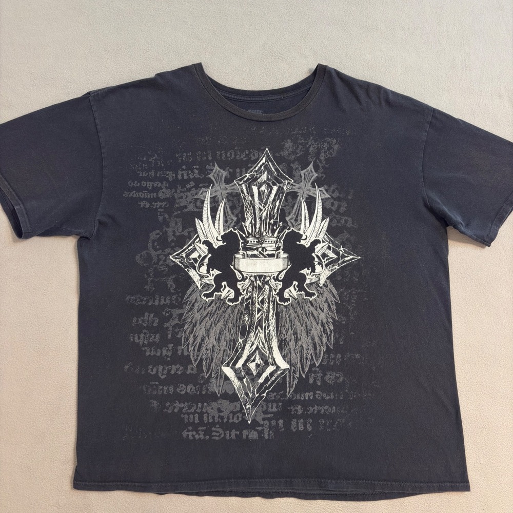 Pride And Strength T-Shirt Mens 2XL Black Cross Affliction Style Graphic Print